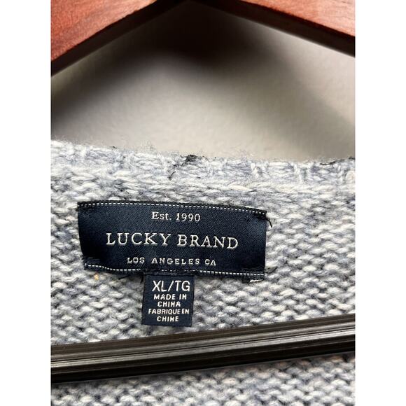 Lucky Brand Sweater‎ Womens Medium Blue Bell Sleeve Floral Wool blend Boho - Picture 4 of 6